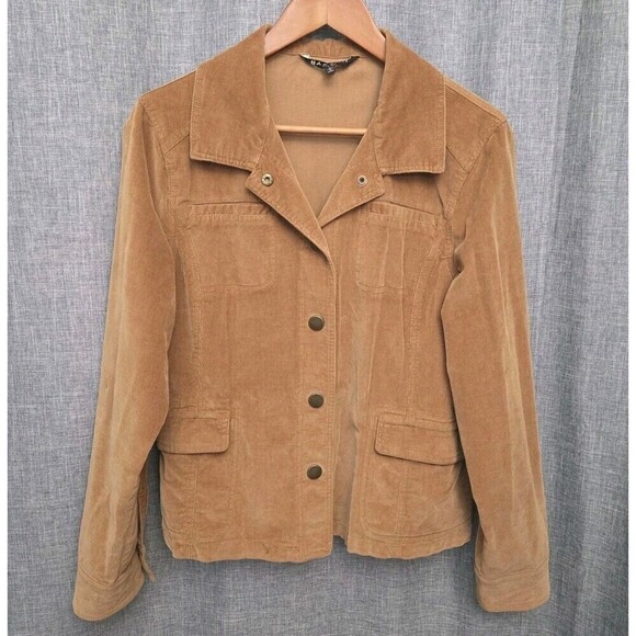 BACCINI Jackets & Blazers - Baccini Corduroy Trucker Jacket Camel Light Stretch Snaps Women’s L/See Desc